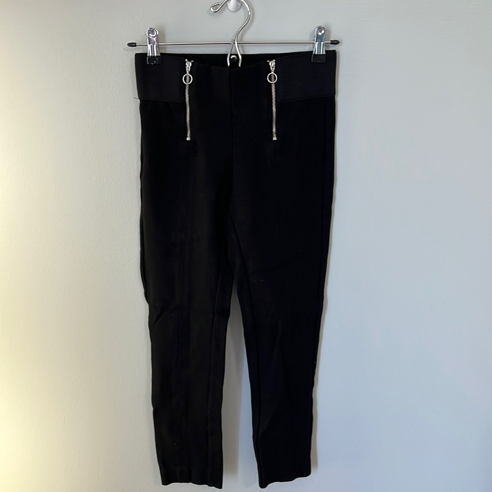 ZARA Zipper Front Black Stretch Leggings